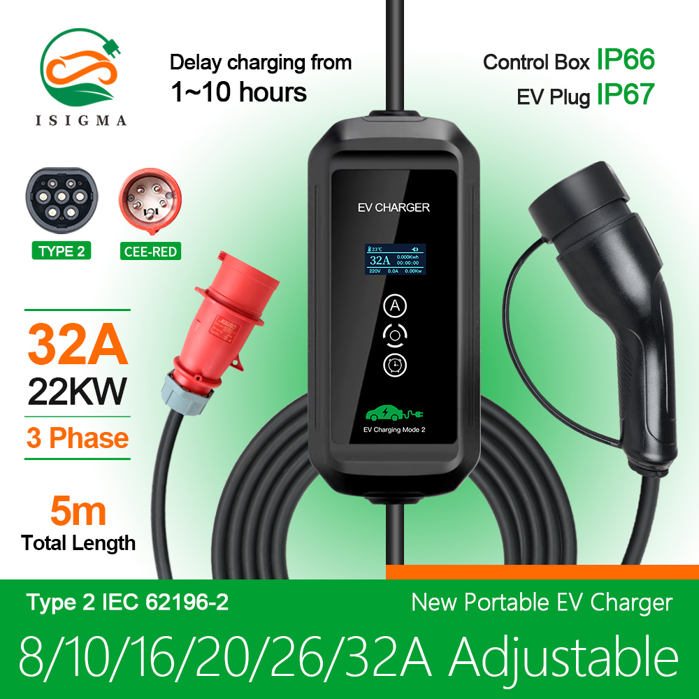 Ev Charger Type 2 22Kw 32A 3 Phase - Elektrikli araç şarjı 22kw 3 Fazlı
