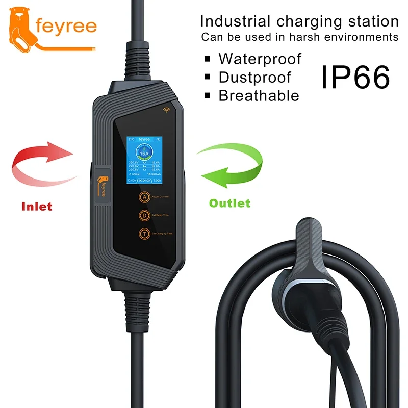 Feyree 11KW 16A 3 Fazlı Tip 2  - Type 2 Portable Ev Charger 11Kw Cee incelemesi ve fiyatı
